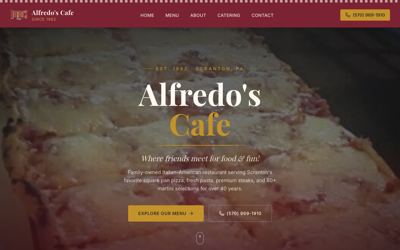 Alfredo's Cafe website