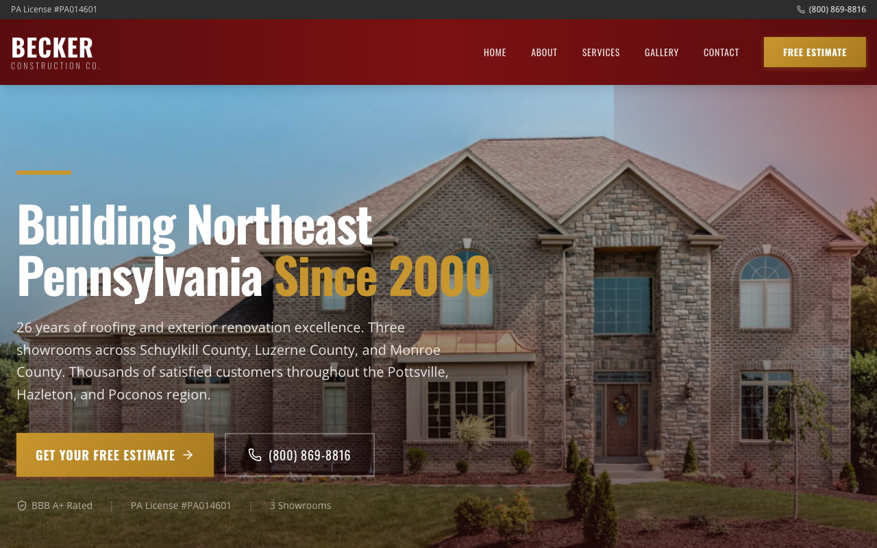 Becker Construction Co. website