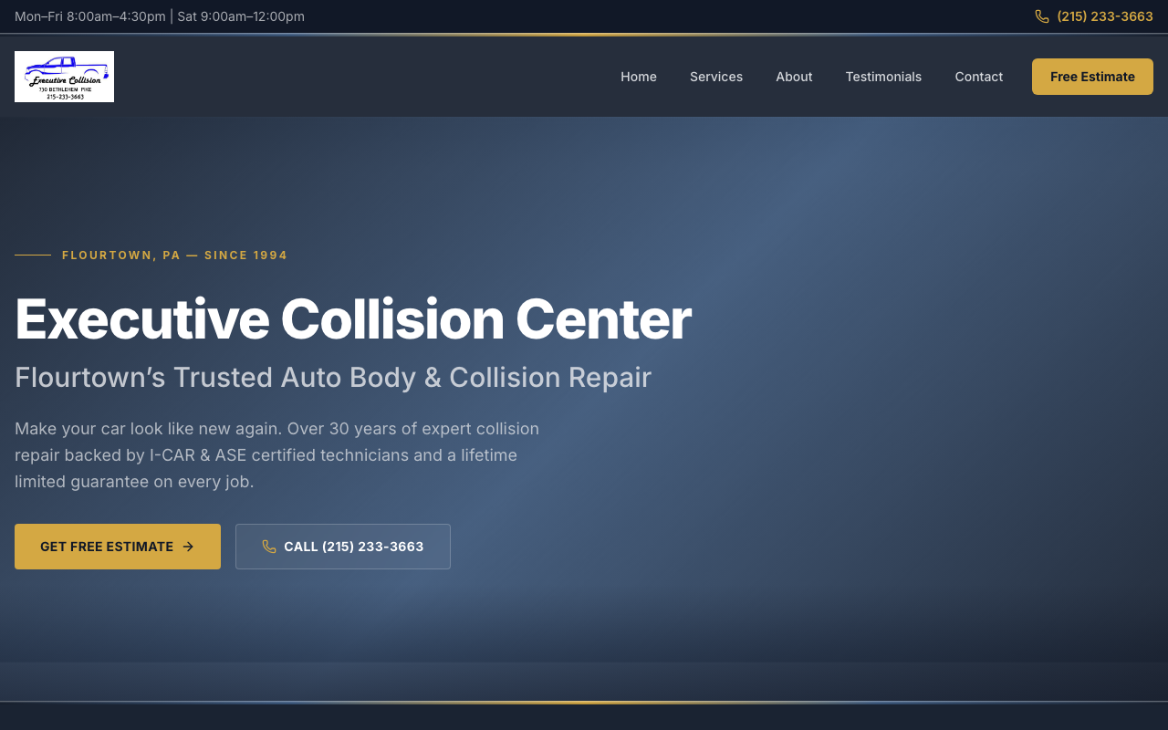 Executive Auto Body PA website
