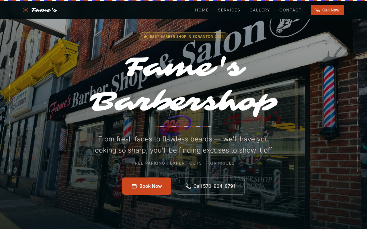 Fame's Barber Shop website