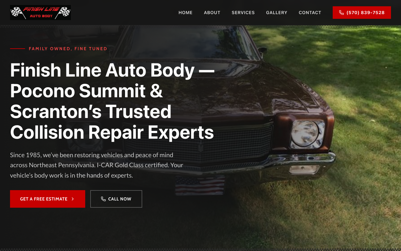 Finish Line Auto Body website