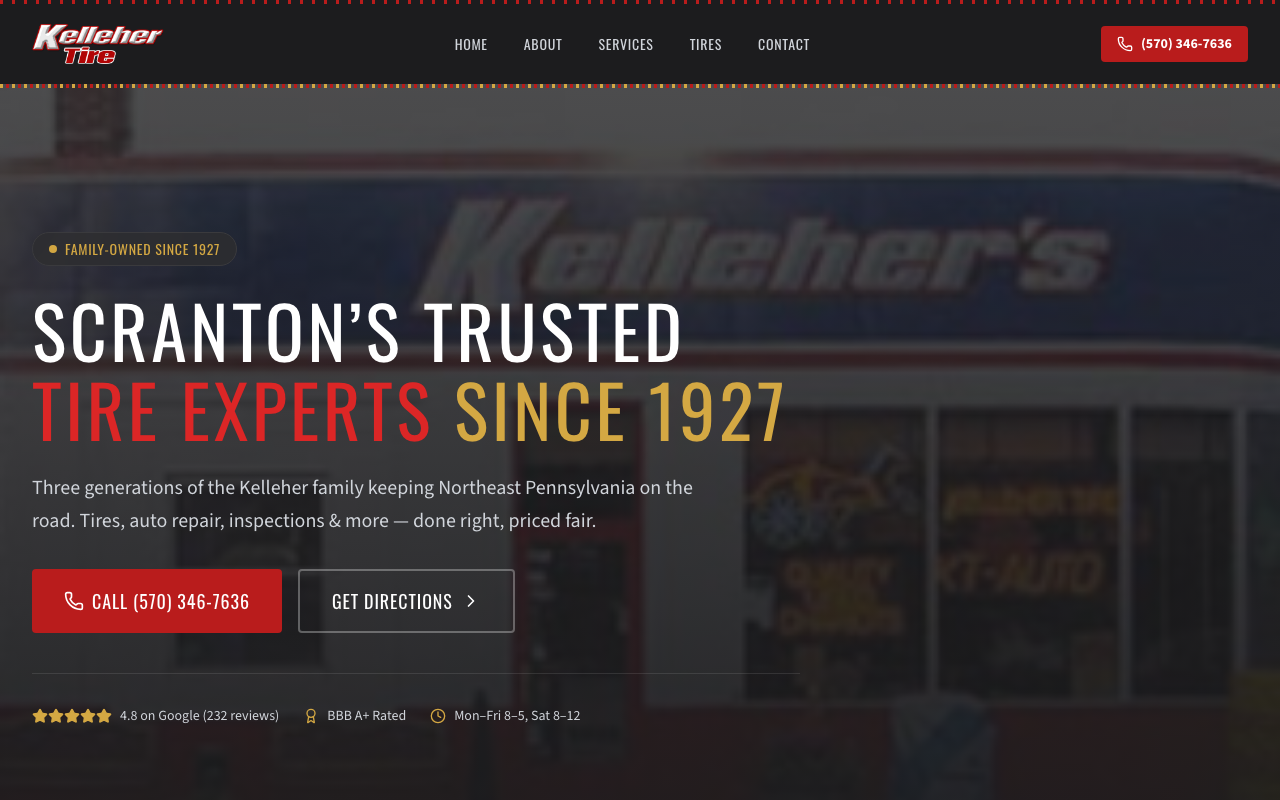 Kelleher Tire website