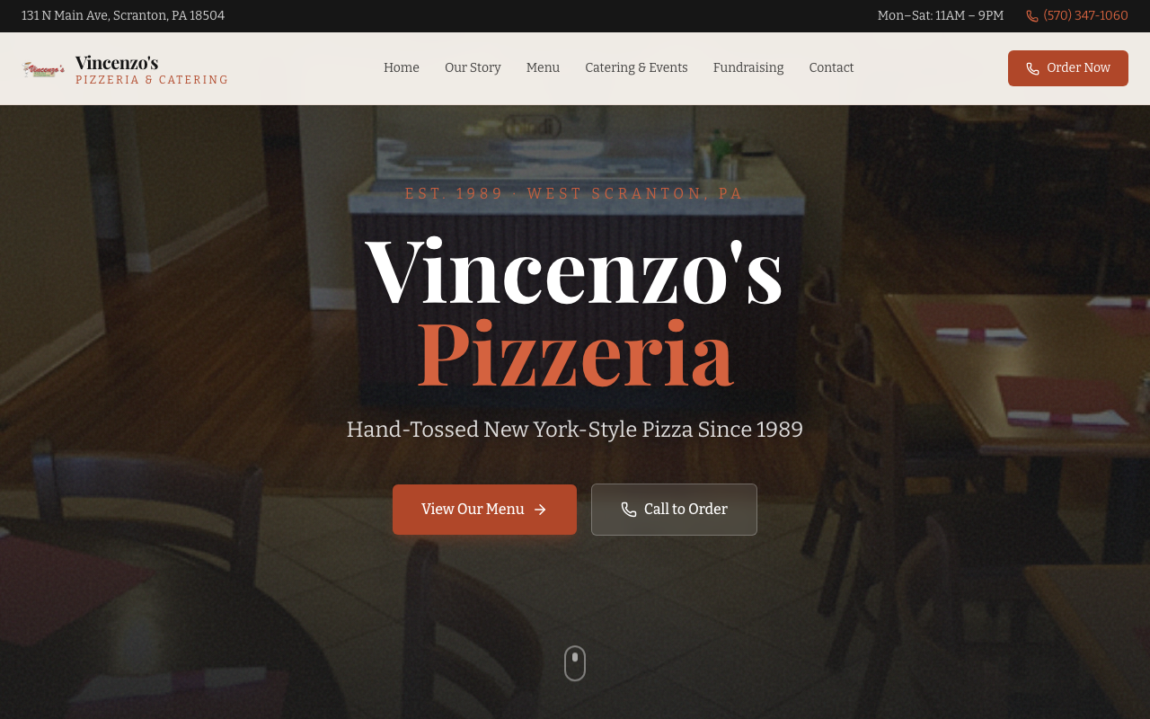 Vincenzo's Scranton website